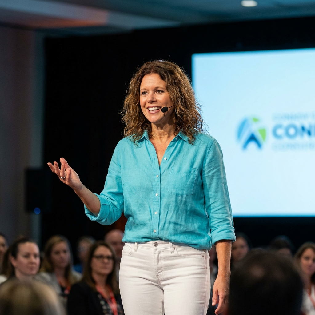 Molly speaking on stage